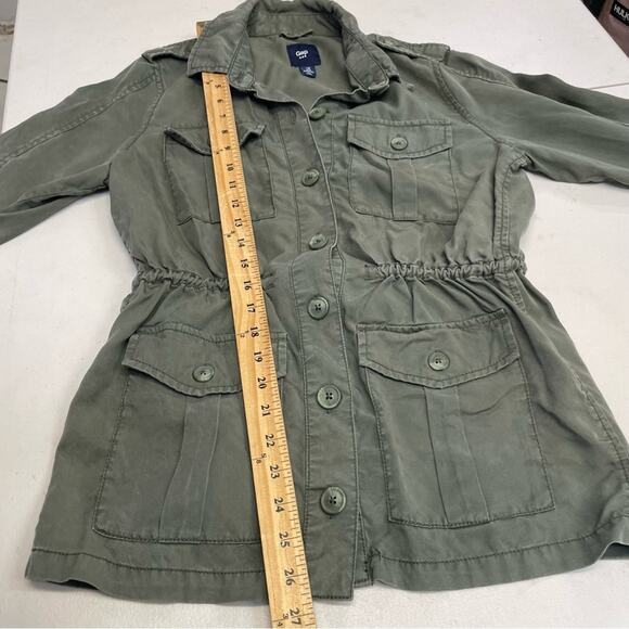 Gap army green button down utility lightweight jacket size Medium - Picture 11 of 12